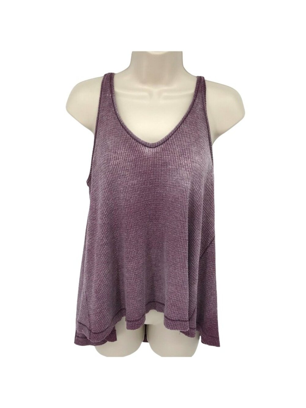 We The Free Purple Ribbed Knit Tank Top Pleated Back Detail Womens Size S